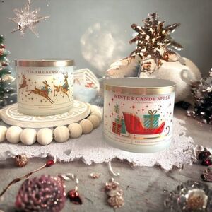TIS THE SEASON WINTER CANDY APPLE Candle Lot Bath & Body Works BBW